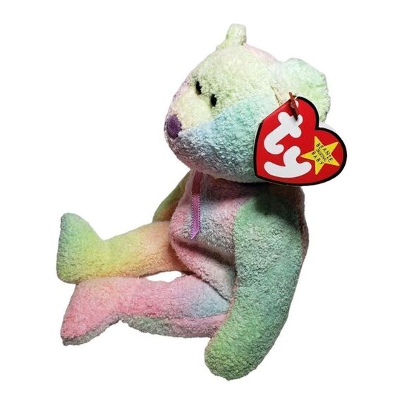 Ty Beanie Babies GROOVY 1999 Retired Bear Rainbow Color Stuffed 9" Plush - Picture 2 of 8